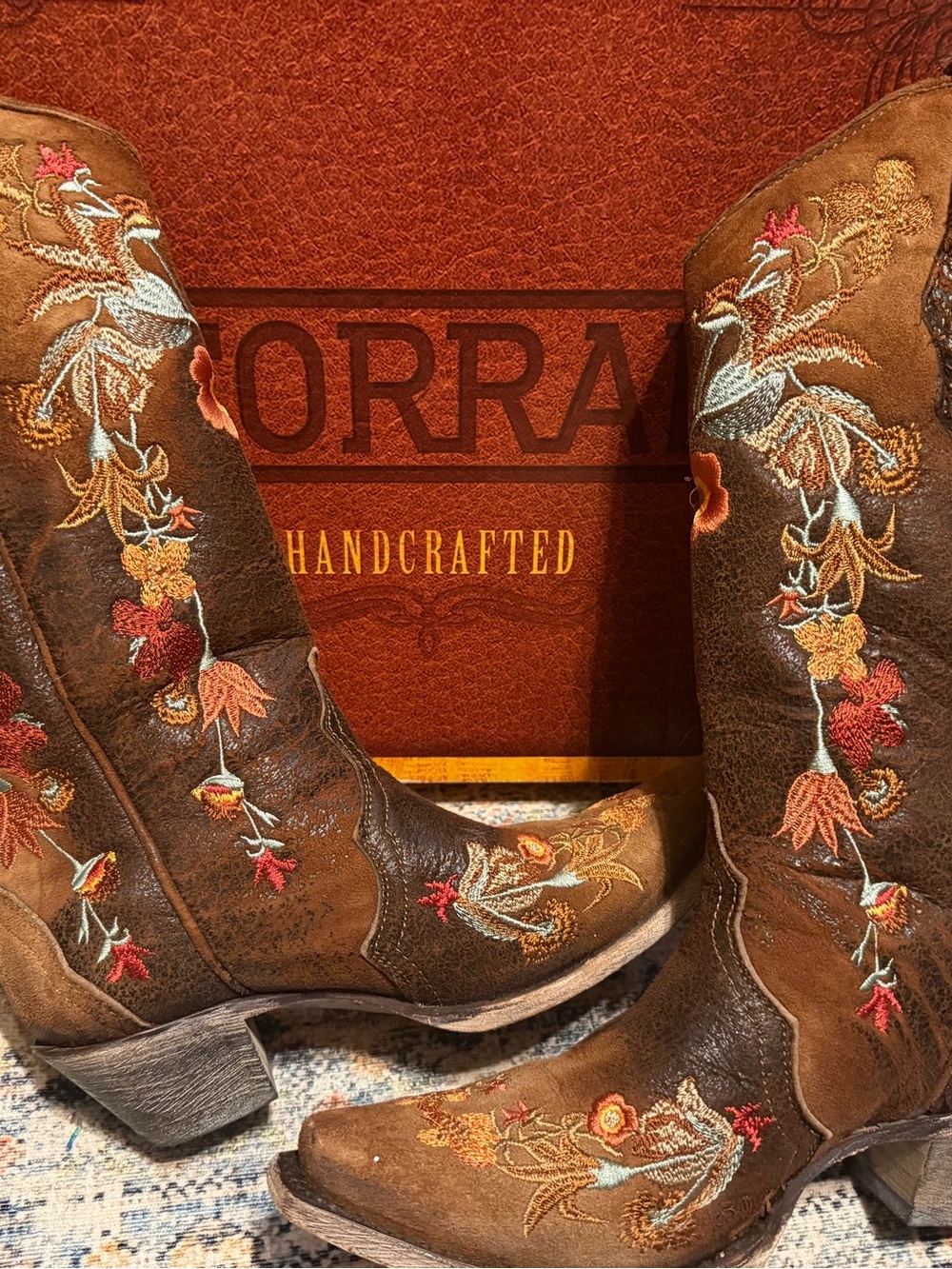 Corral Handcrafted Brown Embroidered Cowboy Boots